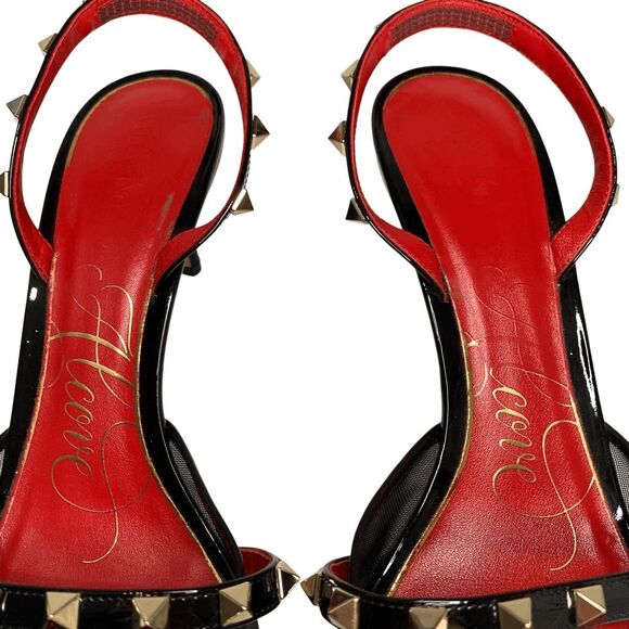 Valentino Garavani Alcove Rockstud Slingback Mesh Pumps EU 41.5 Spiked Heels - Picture 5 of 13